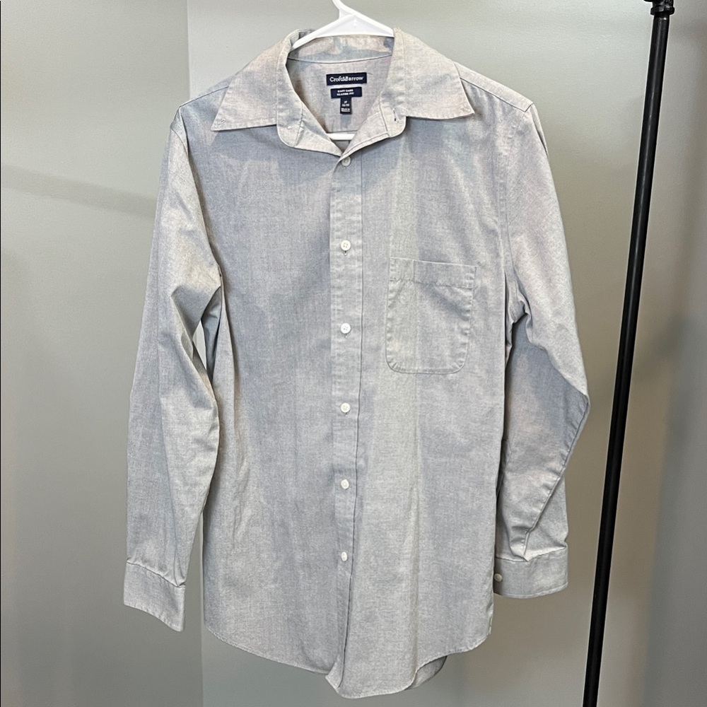 Croft and Barrow Men's Light Gray Dress Shirt | Gray Button Down